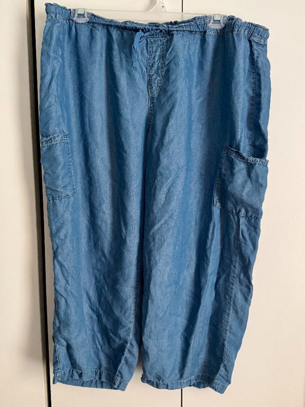 Zac & Rachel 100% Lyocell Denim Look Pants Blue Chambray Lightweight Casual